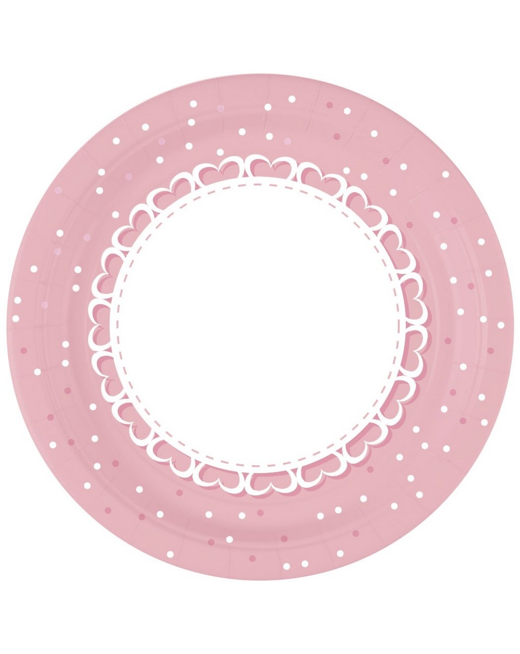 Piatto carta 23 cm - 8 pezzi - baby cuori rosa
