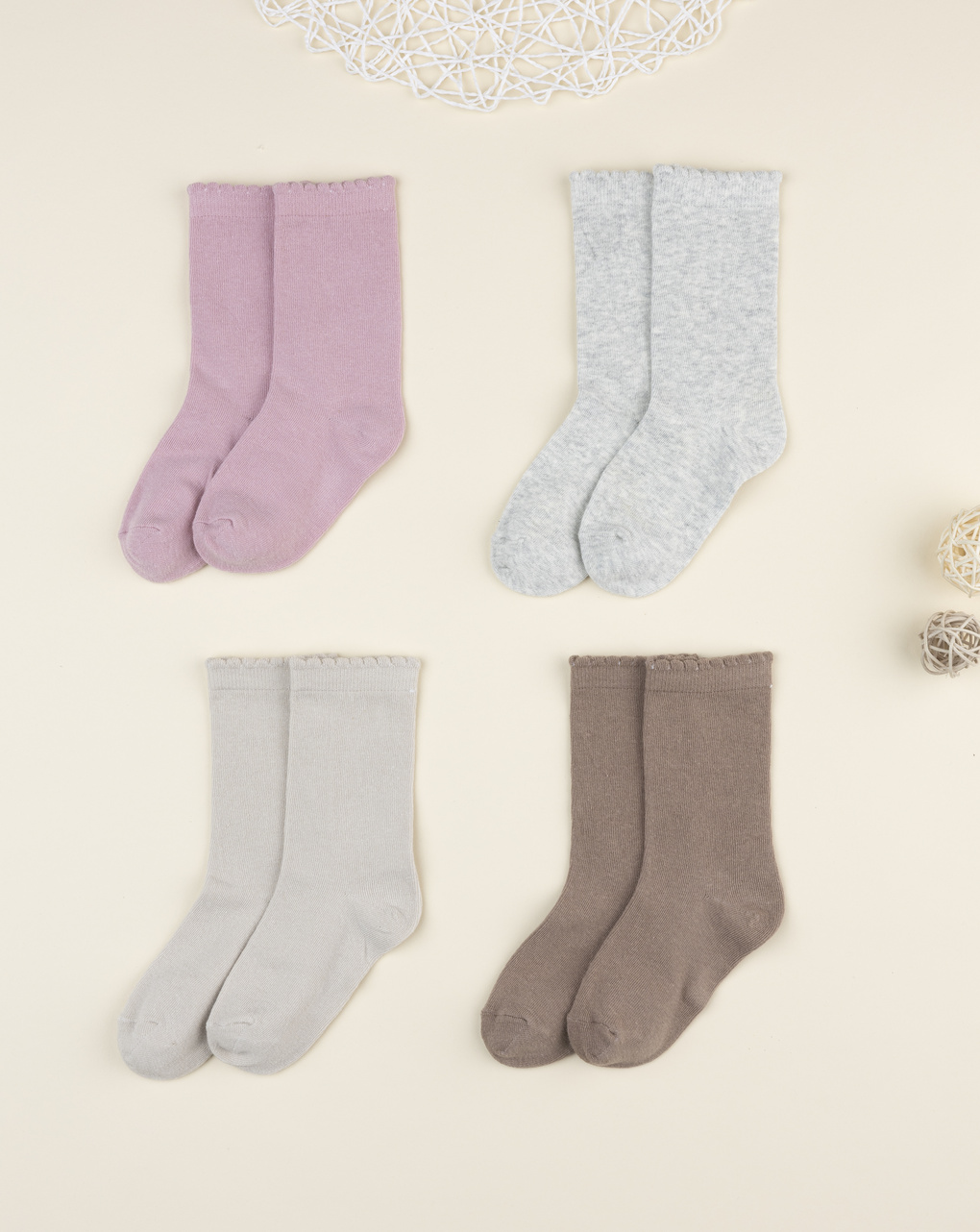 Pack 4 calze bimba tinta unita