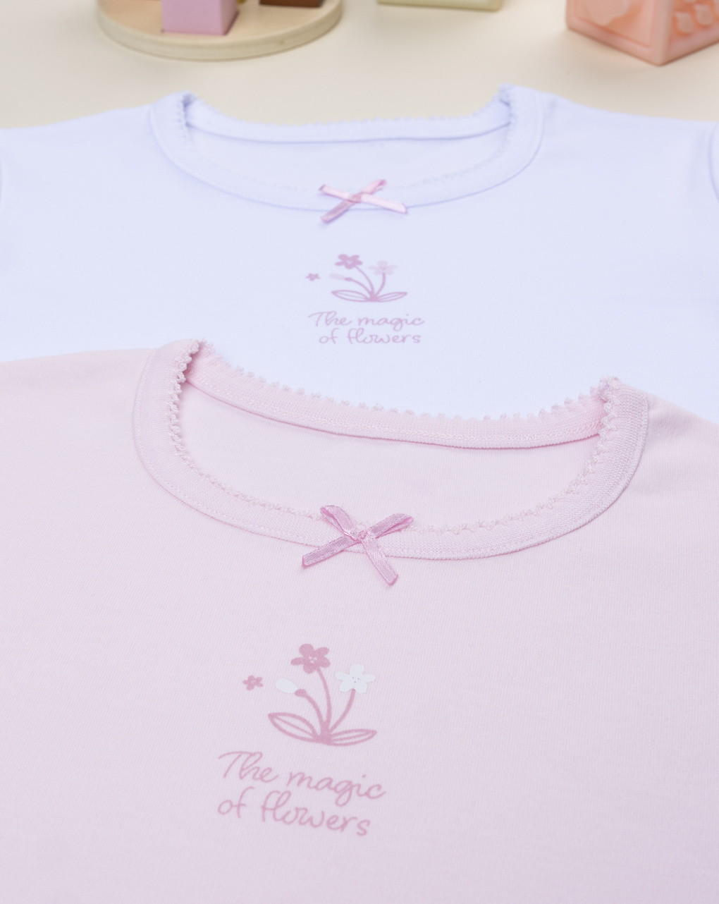 Pack 2 t-shirt intime bambina bianco/rosa