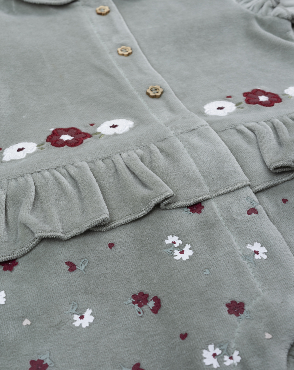 Tutina bimba verde fiori e frill