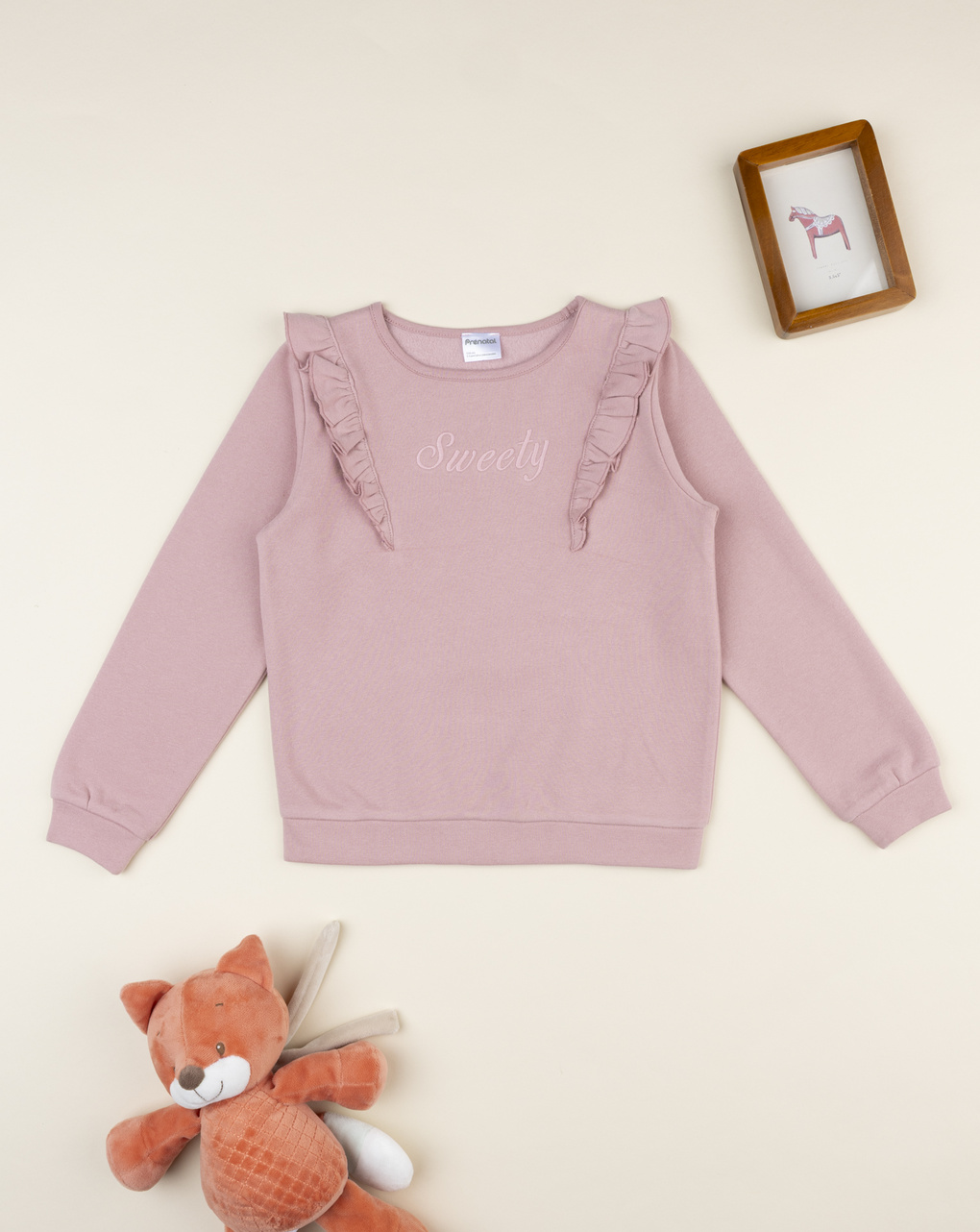 Felpa bambina rosa con frill