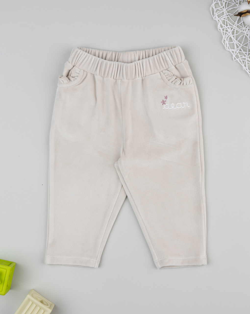 Pantalone in ciniglia bimba beige
