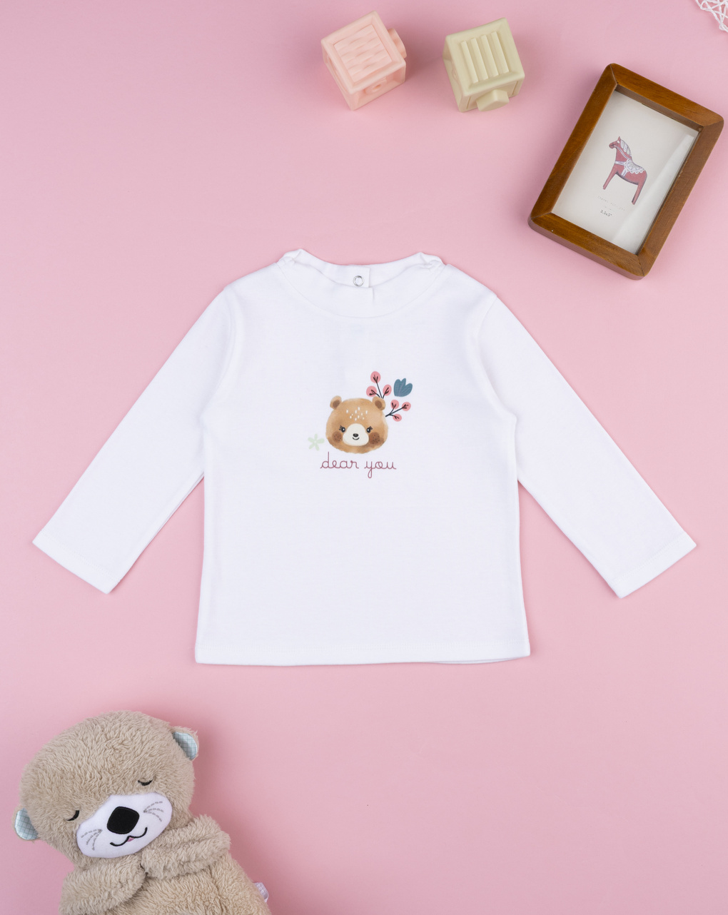 Lupetto bimba bianco stampa orso