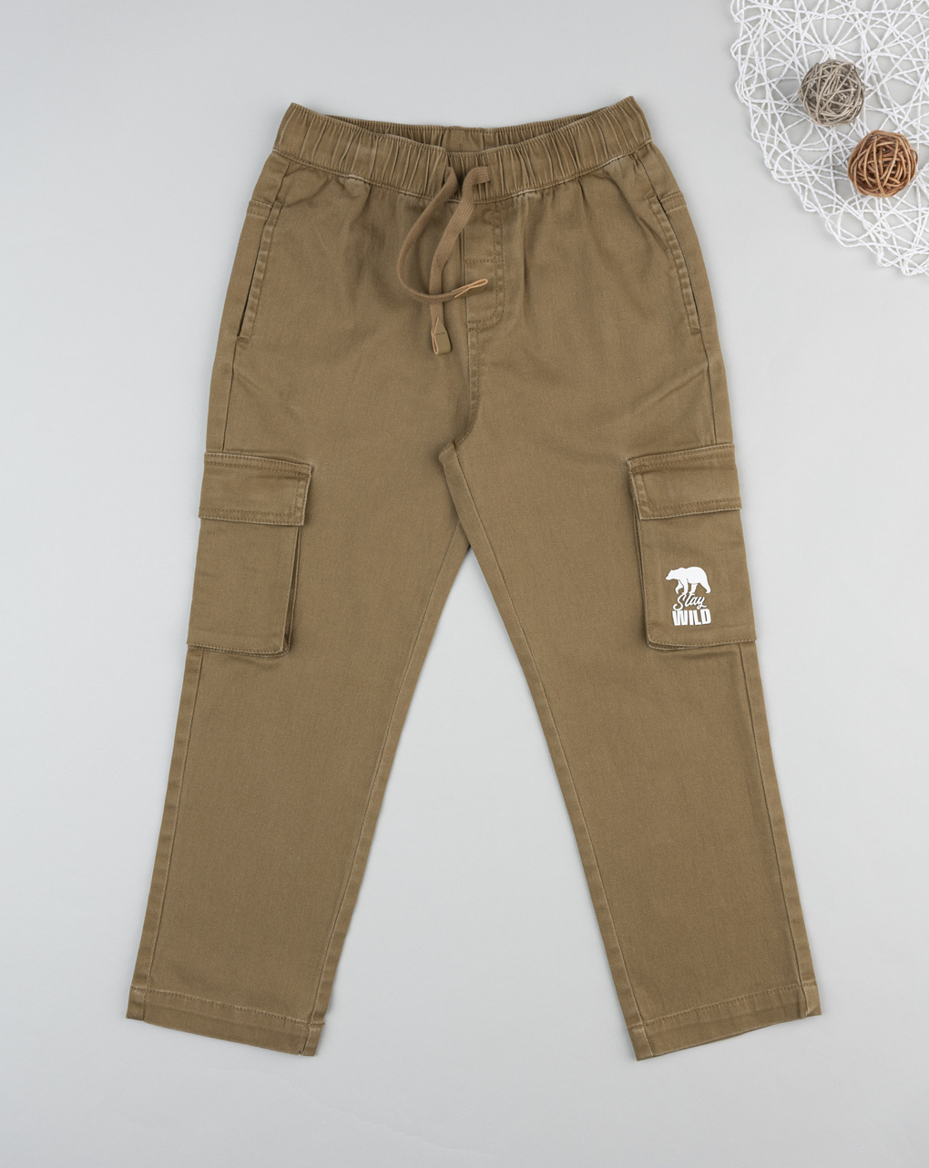 Pantalone ambino marrone tasconi