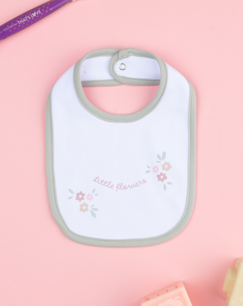 Bavaglino bimba verde fiori