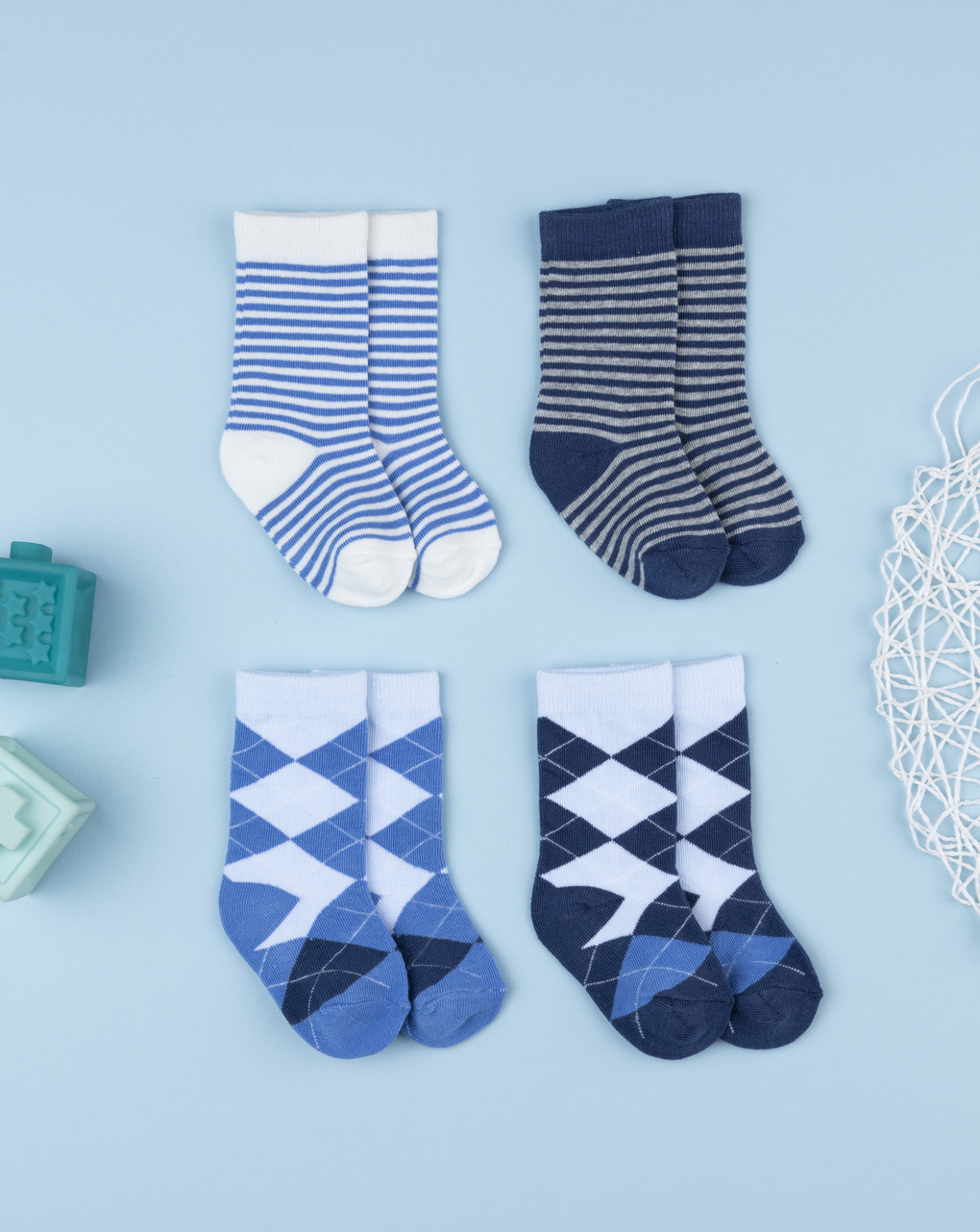 Pack 4 calze bimbo blu fantasia