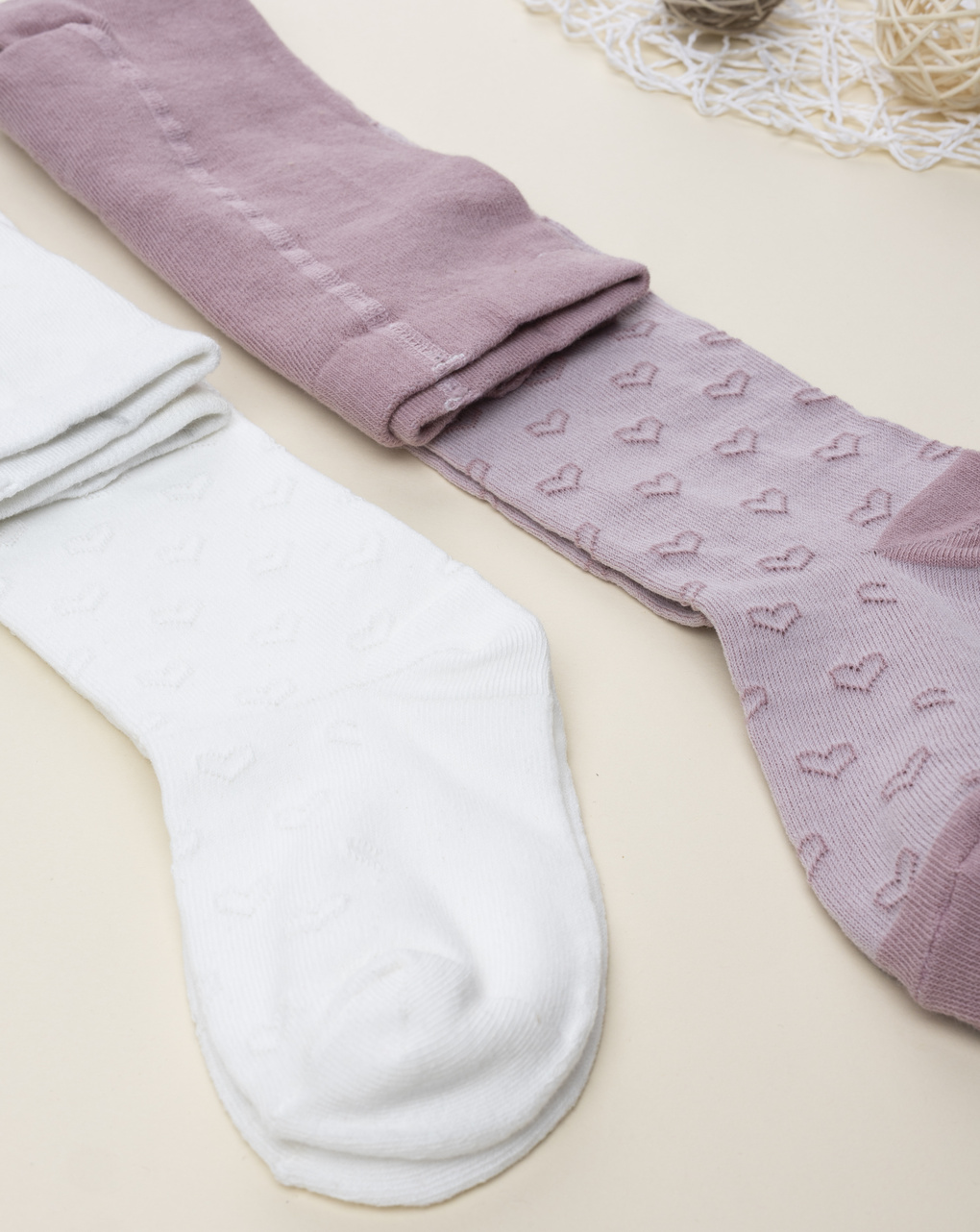 Pack 2 collant bambina bianco/rosa
