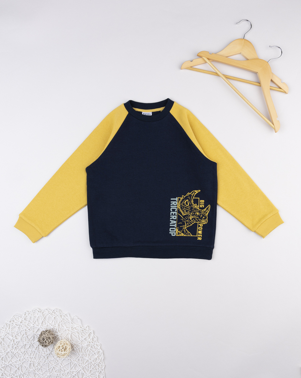 Felpa bimbo blu/gialla "triceratopo"