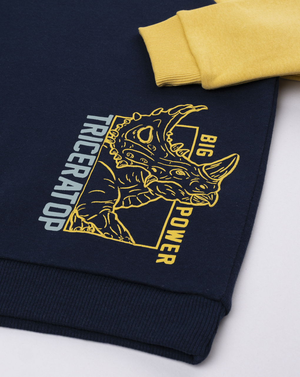 Felpa bimbo blu/gialla "triceratopo"