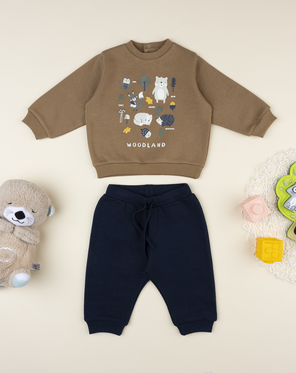 Completo jogging bimbo marrone/blu