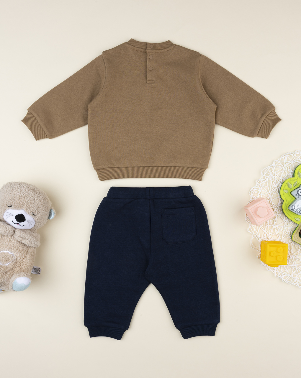 Completo jogging bimbo marrone/blu