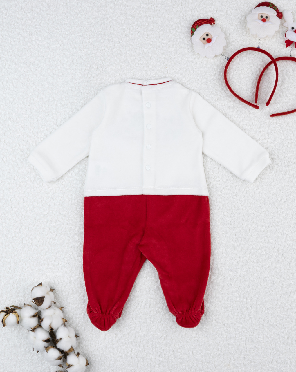 Tutina unisex bianco/rosso ricami natale