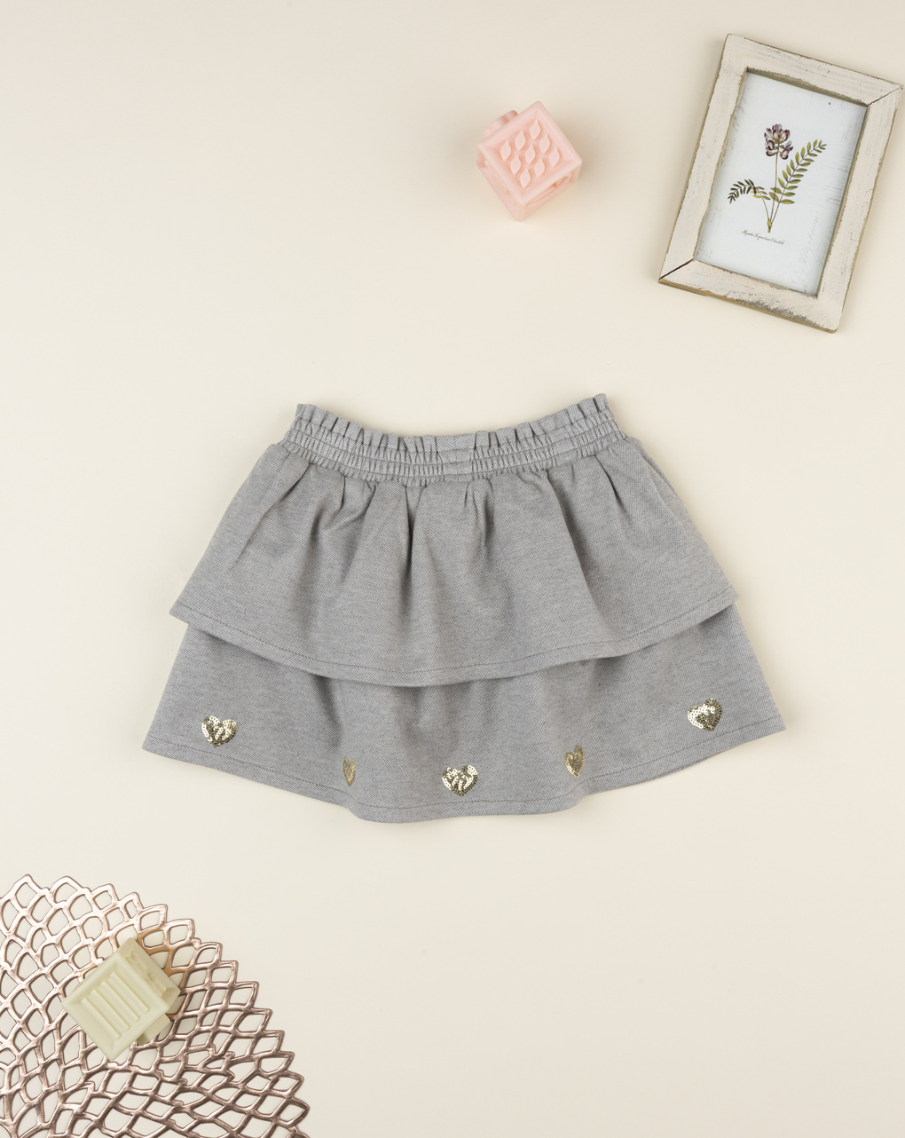 Gonna bimba grigia pailette