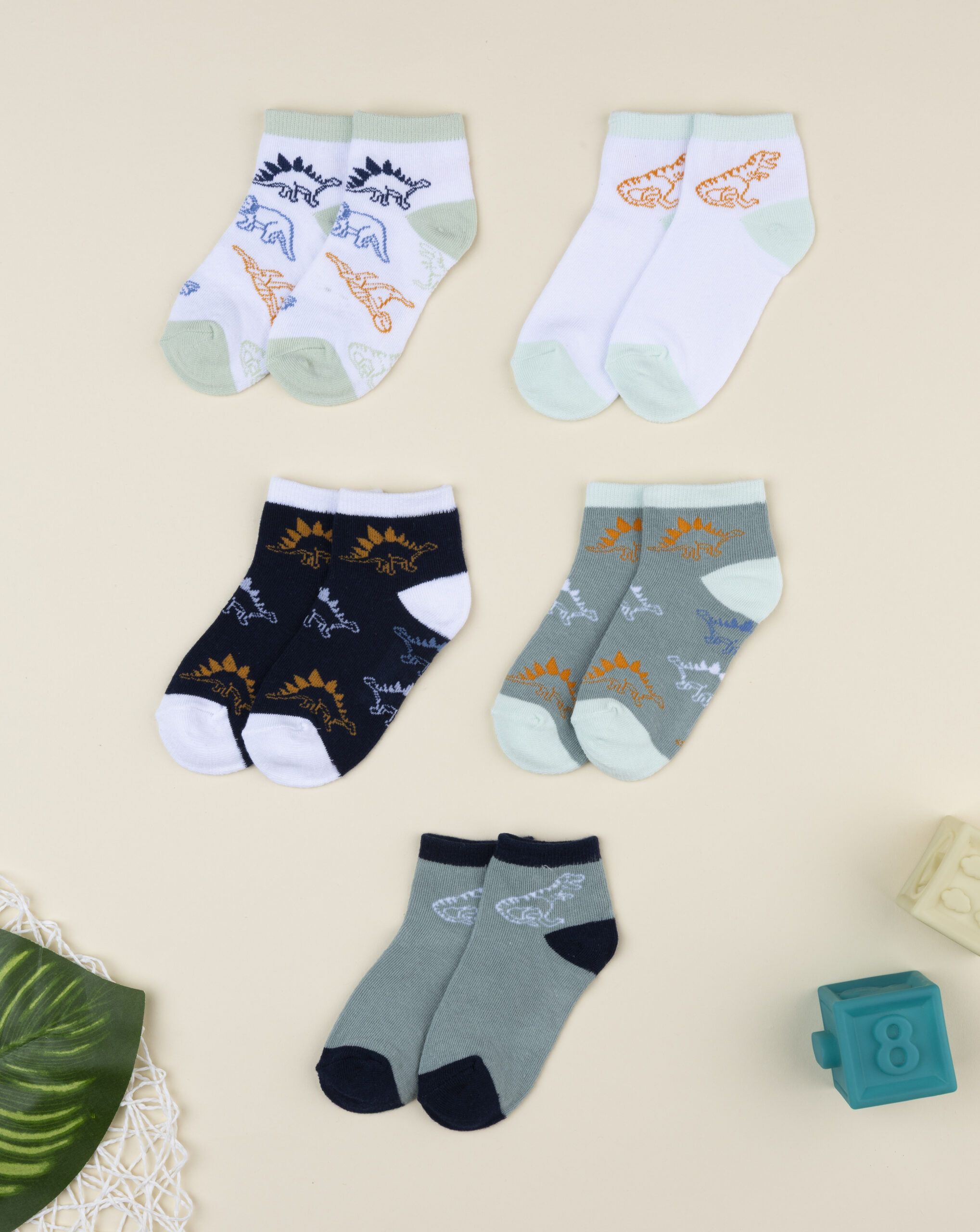 Pack 5 calze corte bimbo dino