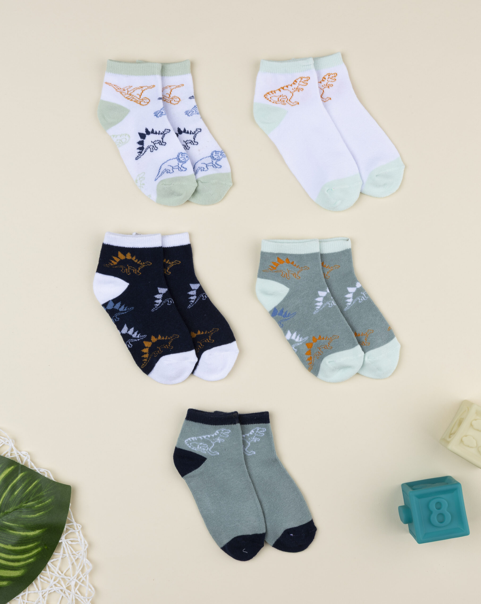 Pack 5 calze corte bimbo dino
