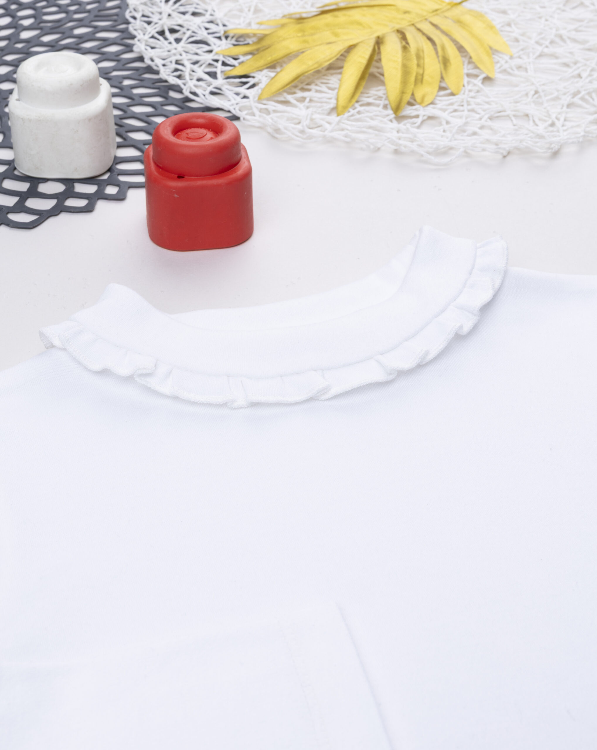 T-shirt bimba bianca con colletto