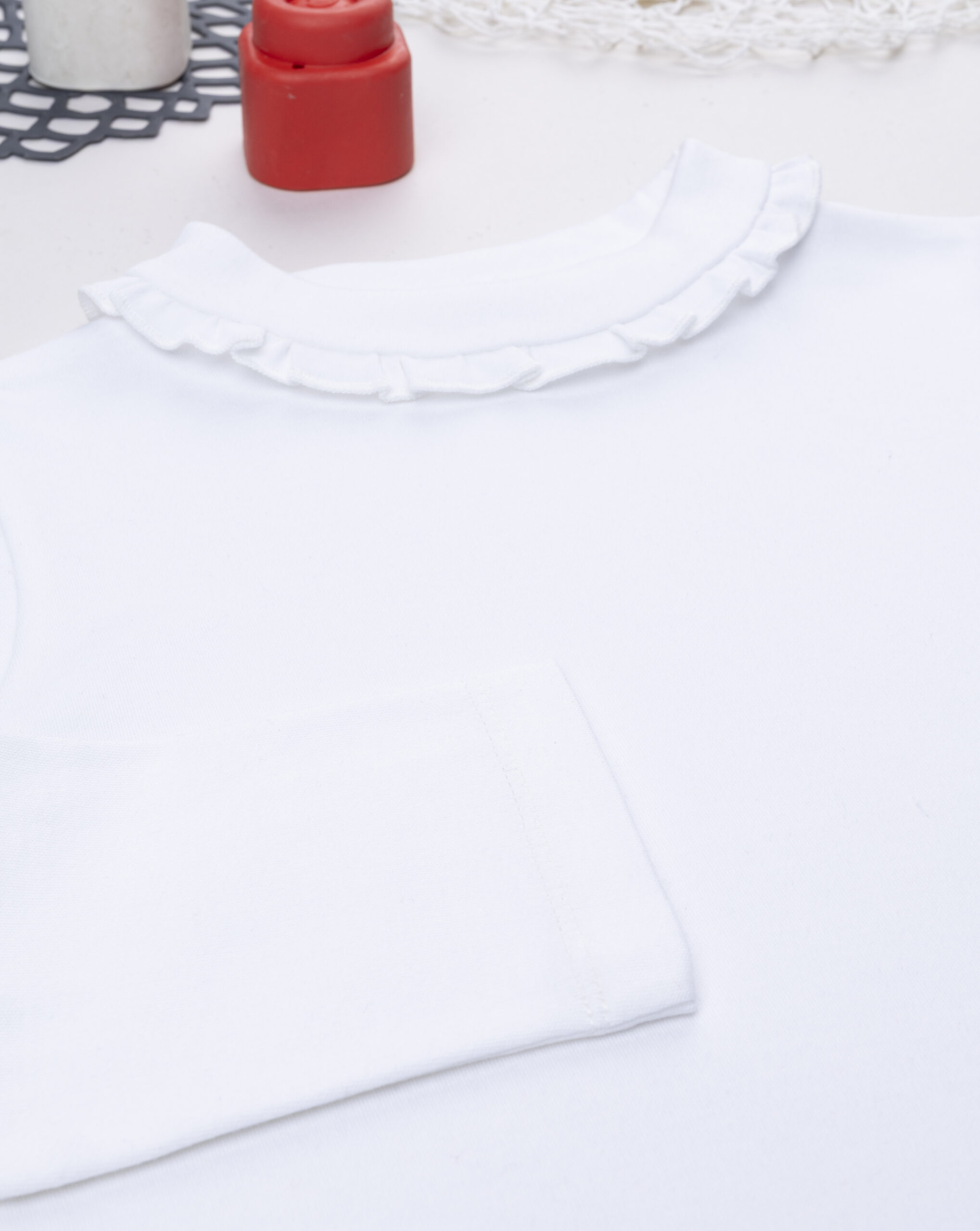 T-shirt bimba bianca con colletto