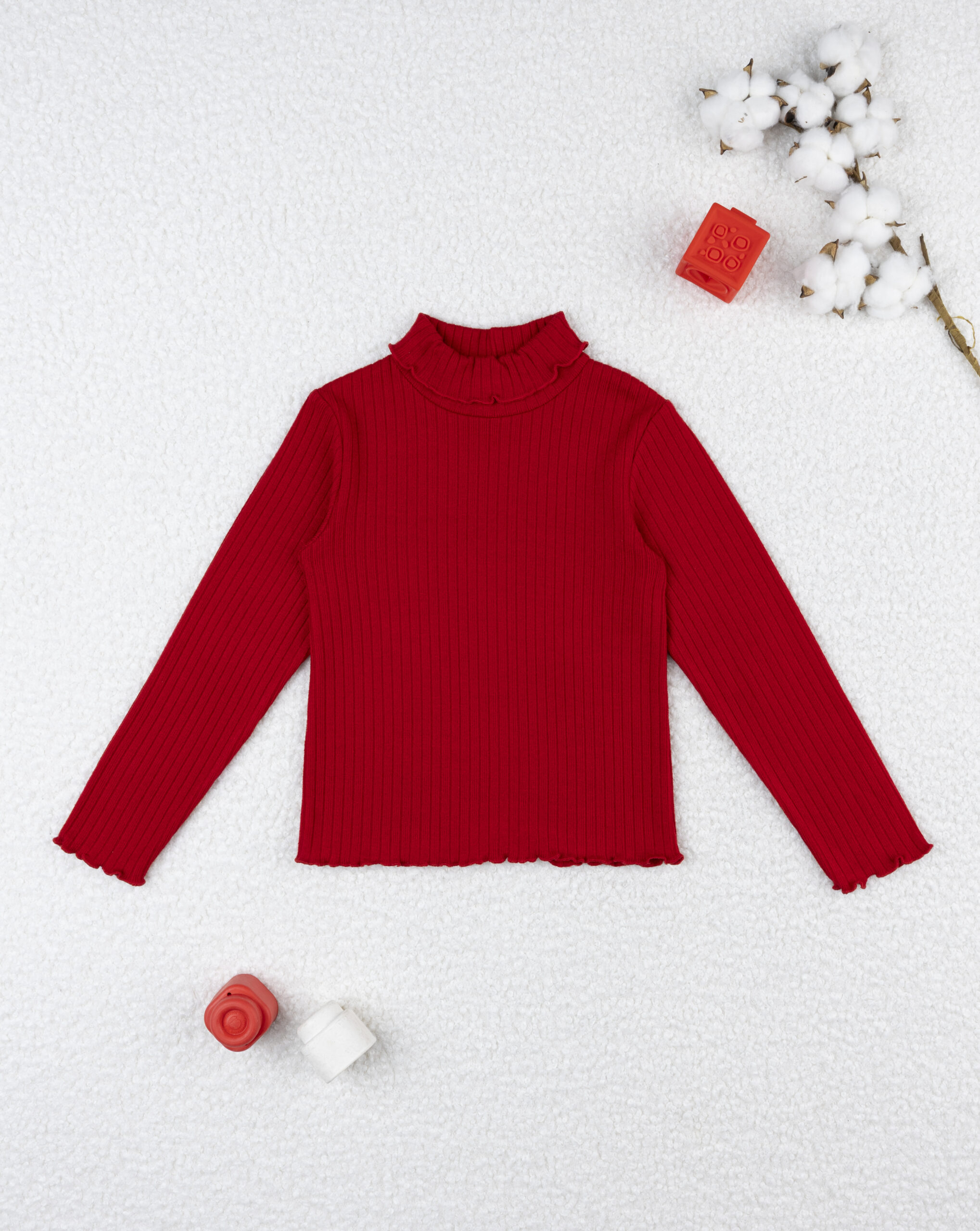 Lupetto costina bimba rosso