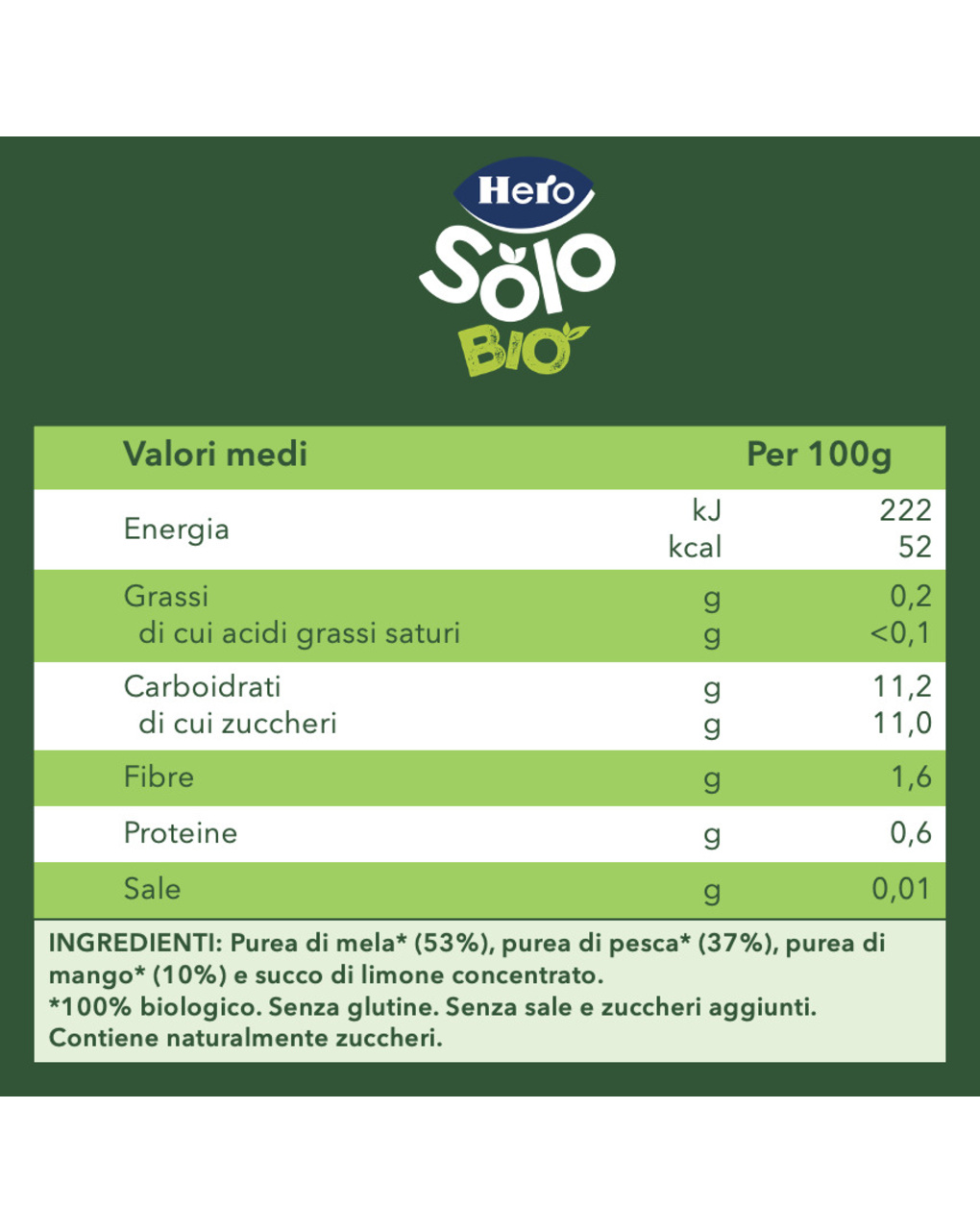 Pouch mela pesca mango 100 gr - hero solo