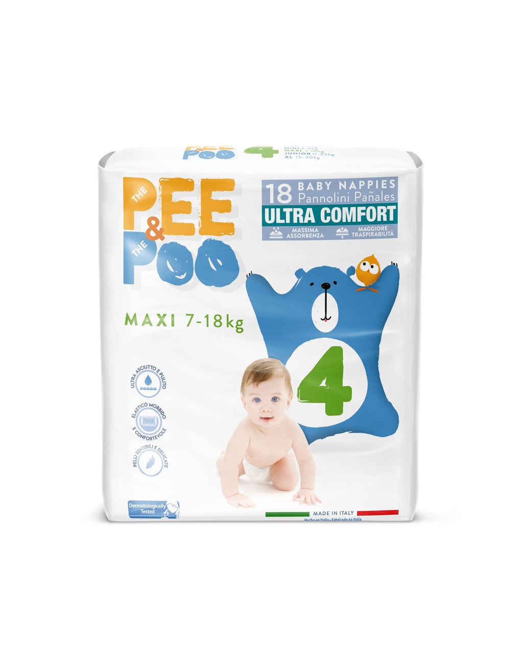 Pannolini ultrafit maxi taglia 4 18 pz - pee&poo