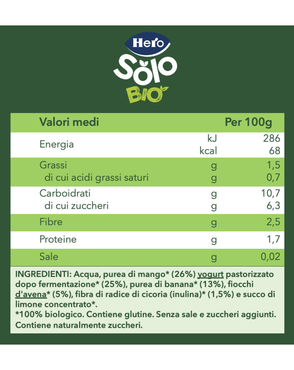 Pouch nutriflora yogurt mango avena 100 gr - hero