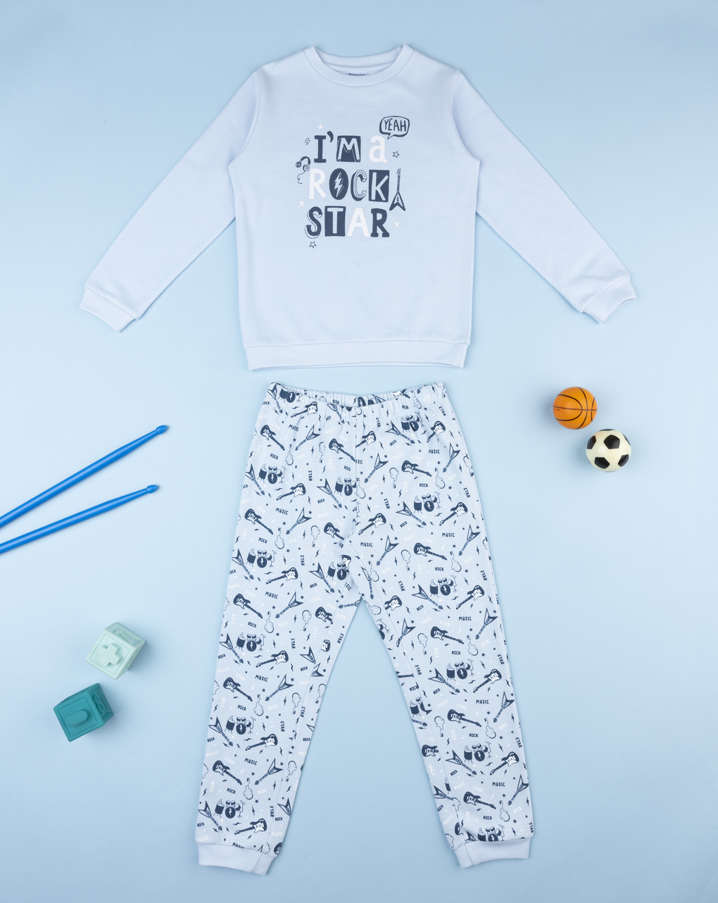 Pigiama bimbo azzurro "rock star"