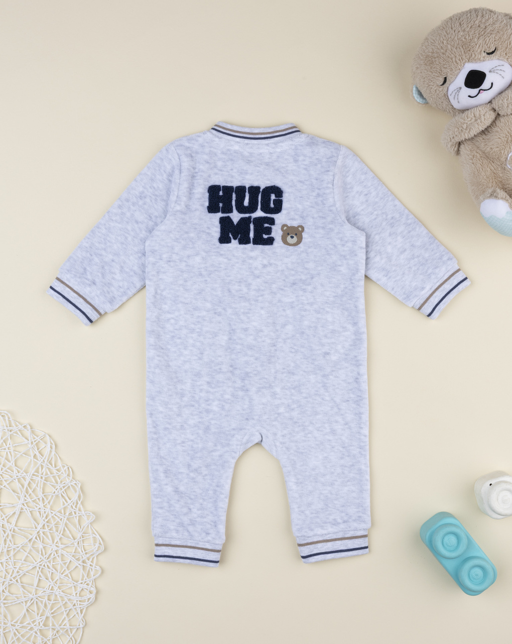 Tutina ciniglia grigia neonato con patch