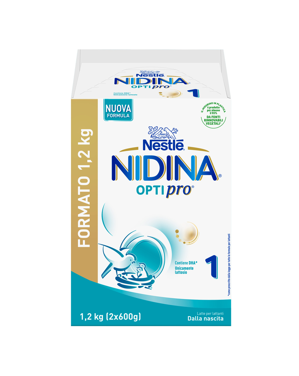 Nidina optipro 1 dalla nascita latte in polvere - 1.2 kg (2x600g) -nestlé