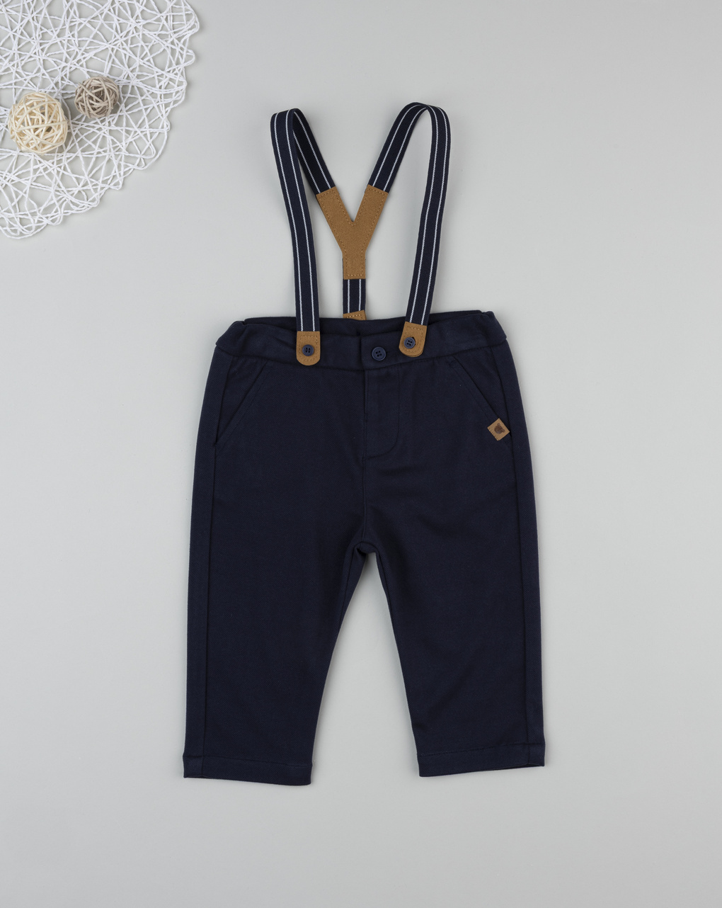 Pantalone con bretelle bimbo blu