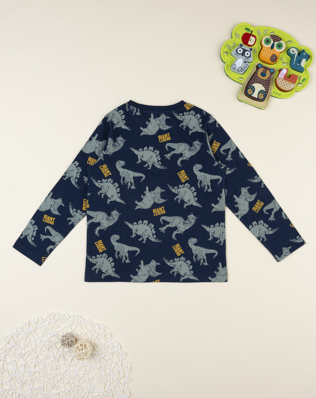 T-shirt bambino blu dino allover