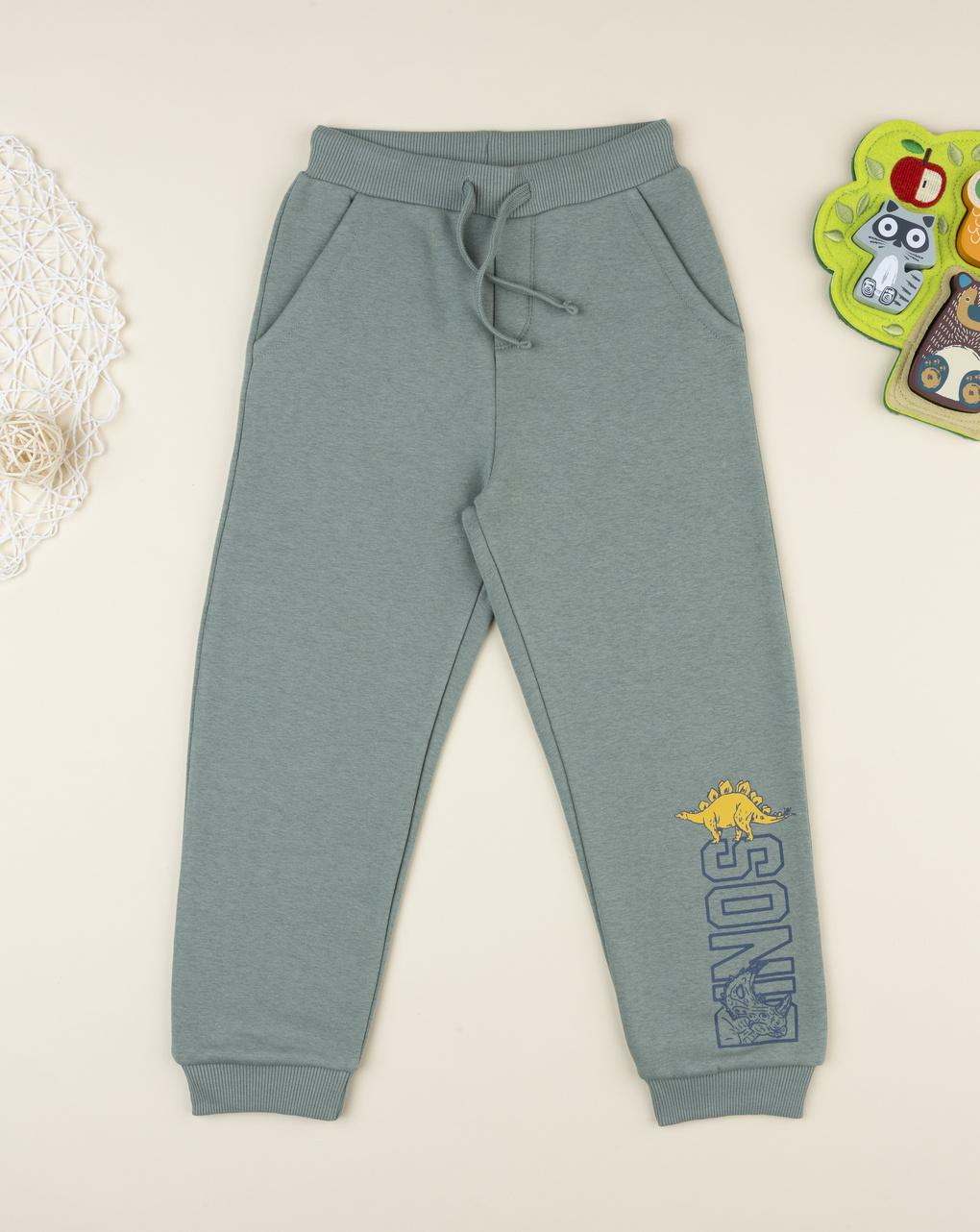 Pantalone bambino verde con stampa