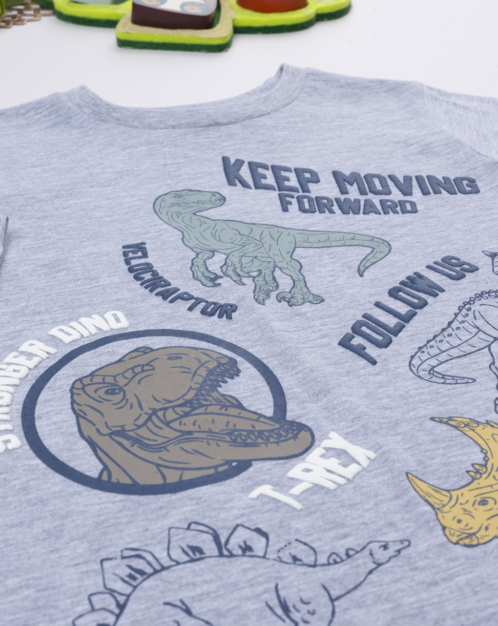 T-shirt bambino grigia stampa dino
