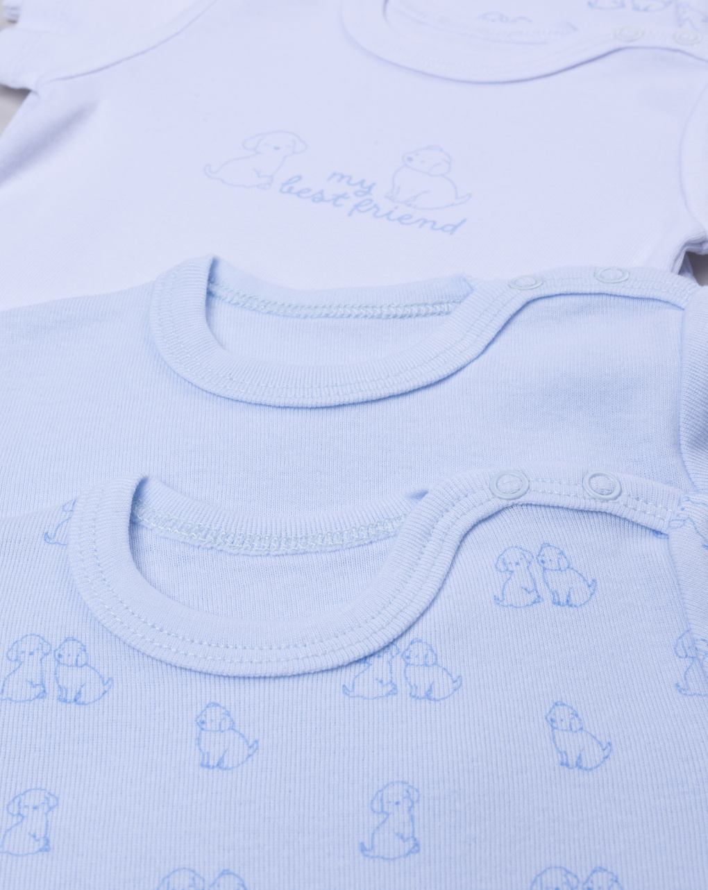 Pack 5 body girocollo bianco/azzurro