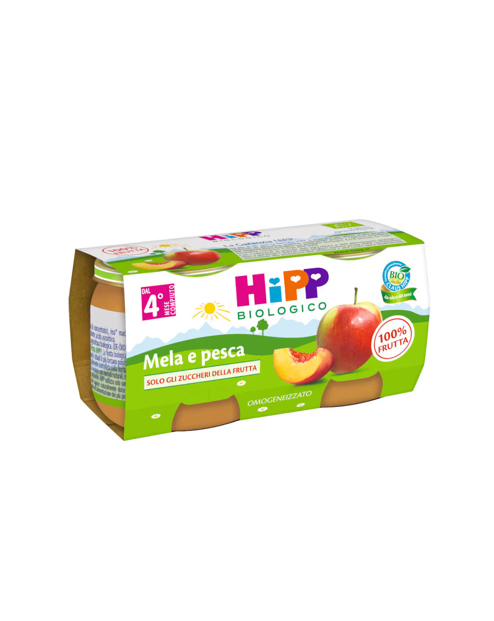 Omogeneizzato mela e pesca 100% 2x80g - hipp