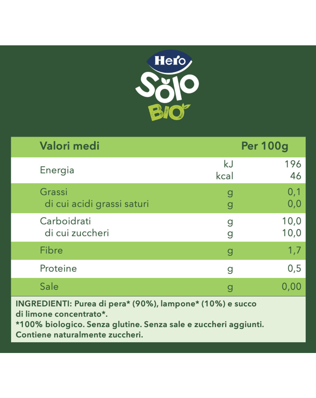 Pouch pera lampone bio 100g - hero baby