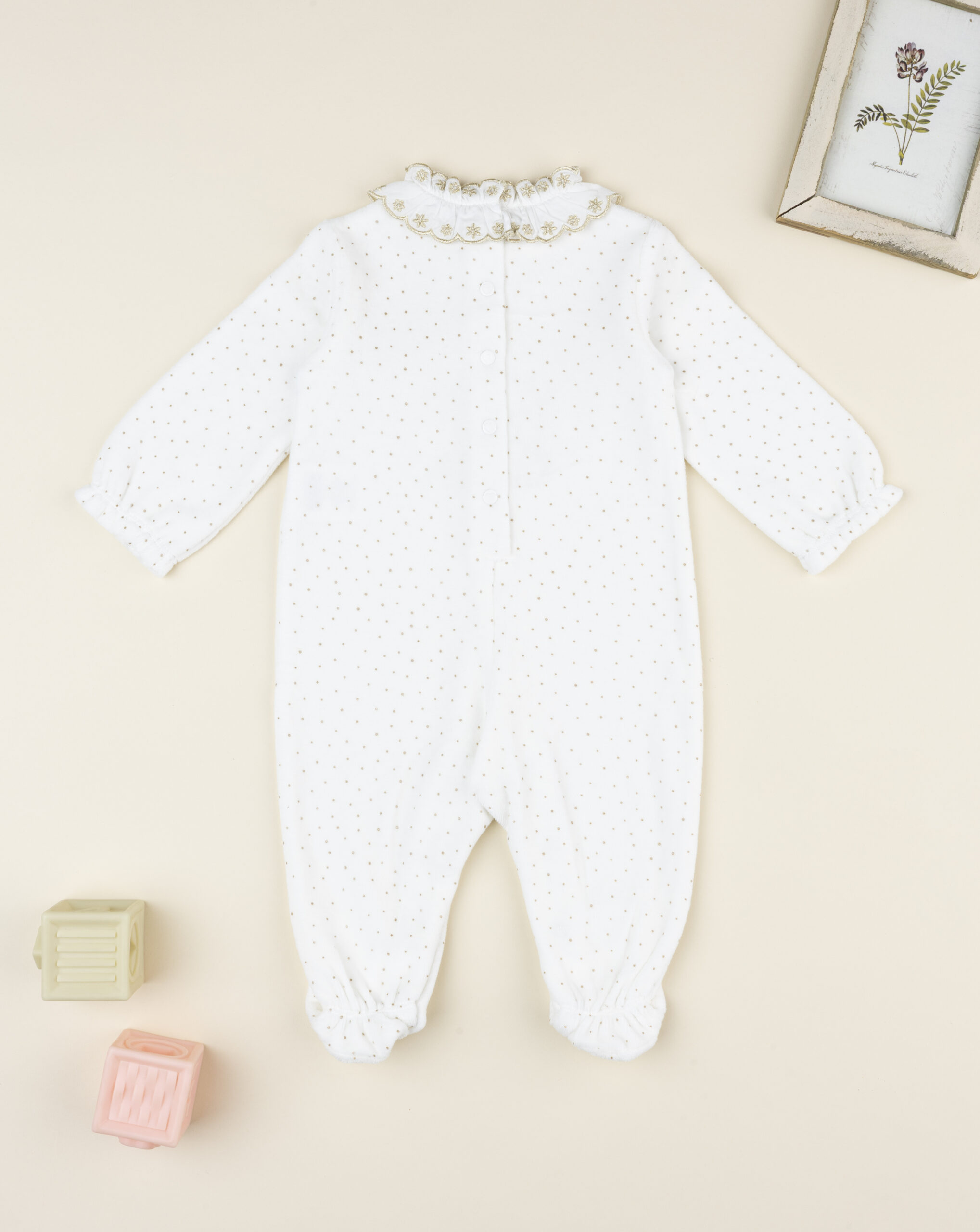 Tutina bimba bianca ricamo oro