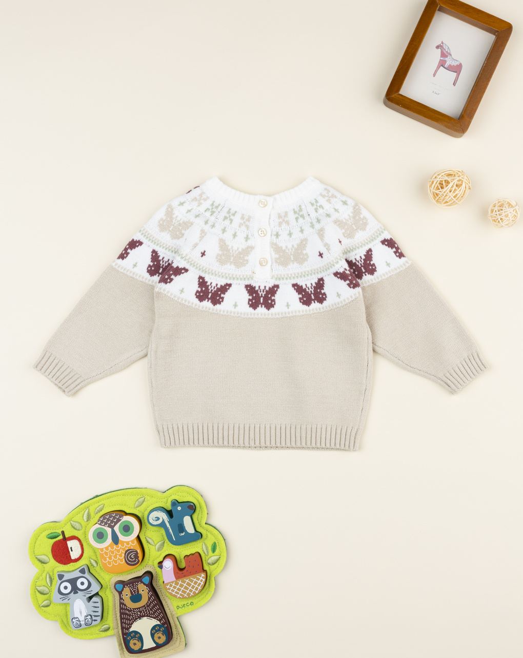 Maglia bimba beige farfalle