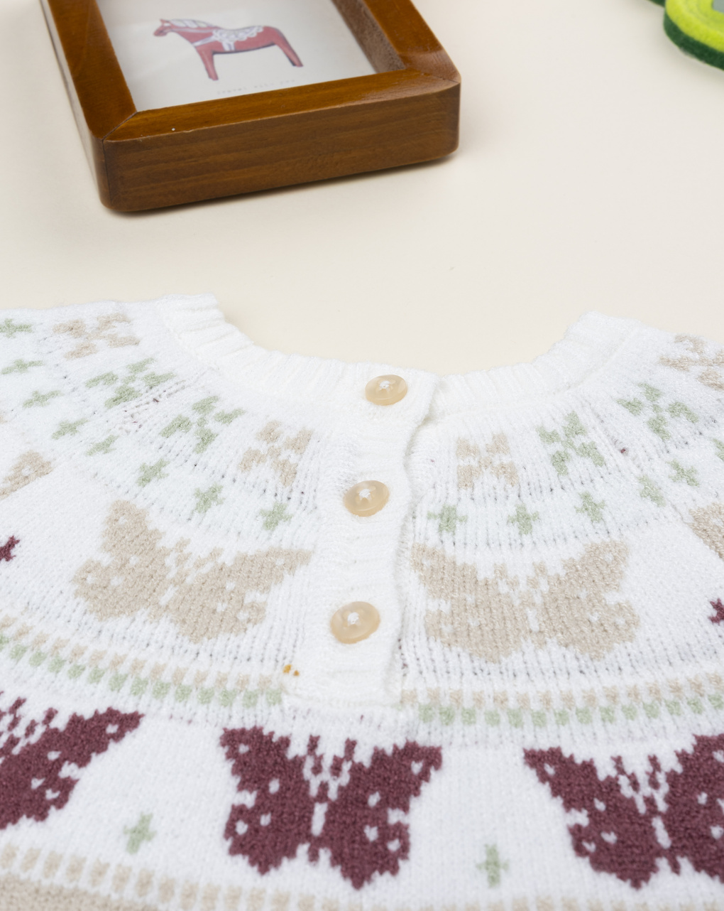 Maglia bimba beige farfalle