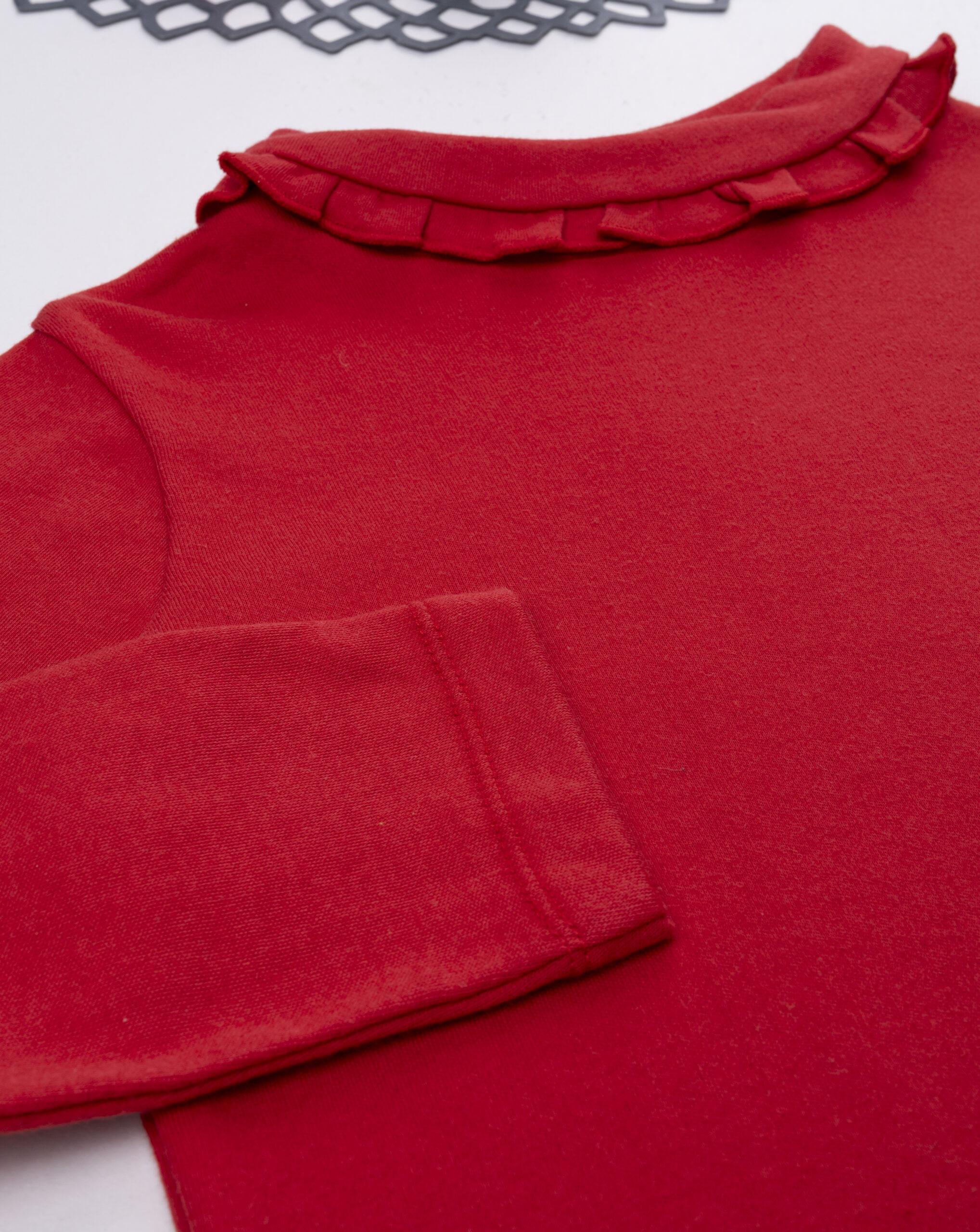 T-shirt bimba rossa con colletto