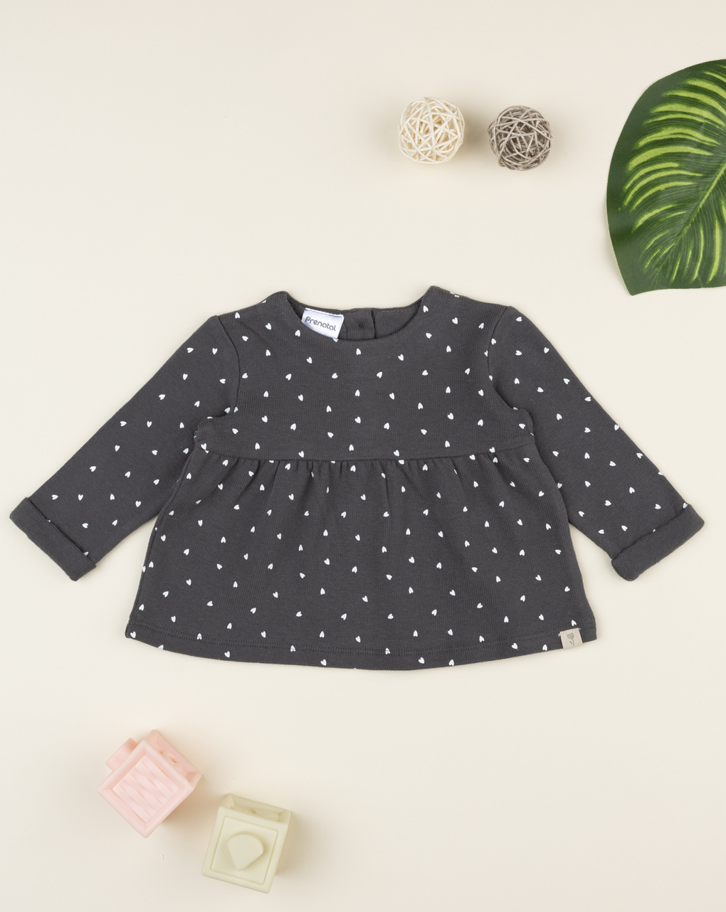Maglia bimba grigio cuori allover