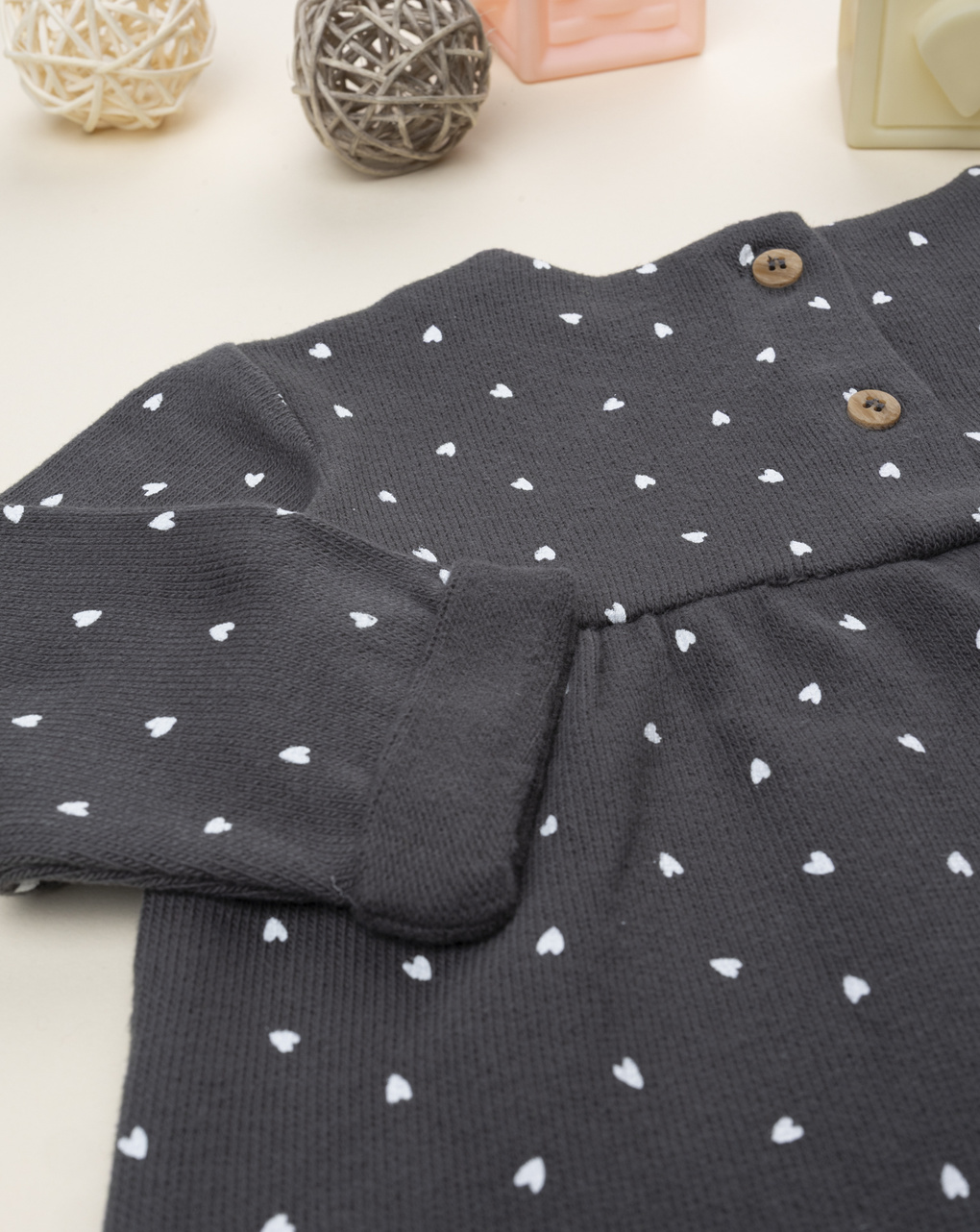 Maglia bimba grigio cuori allover
