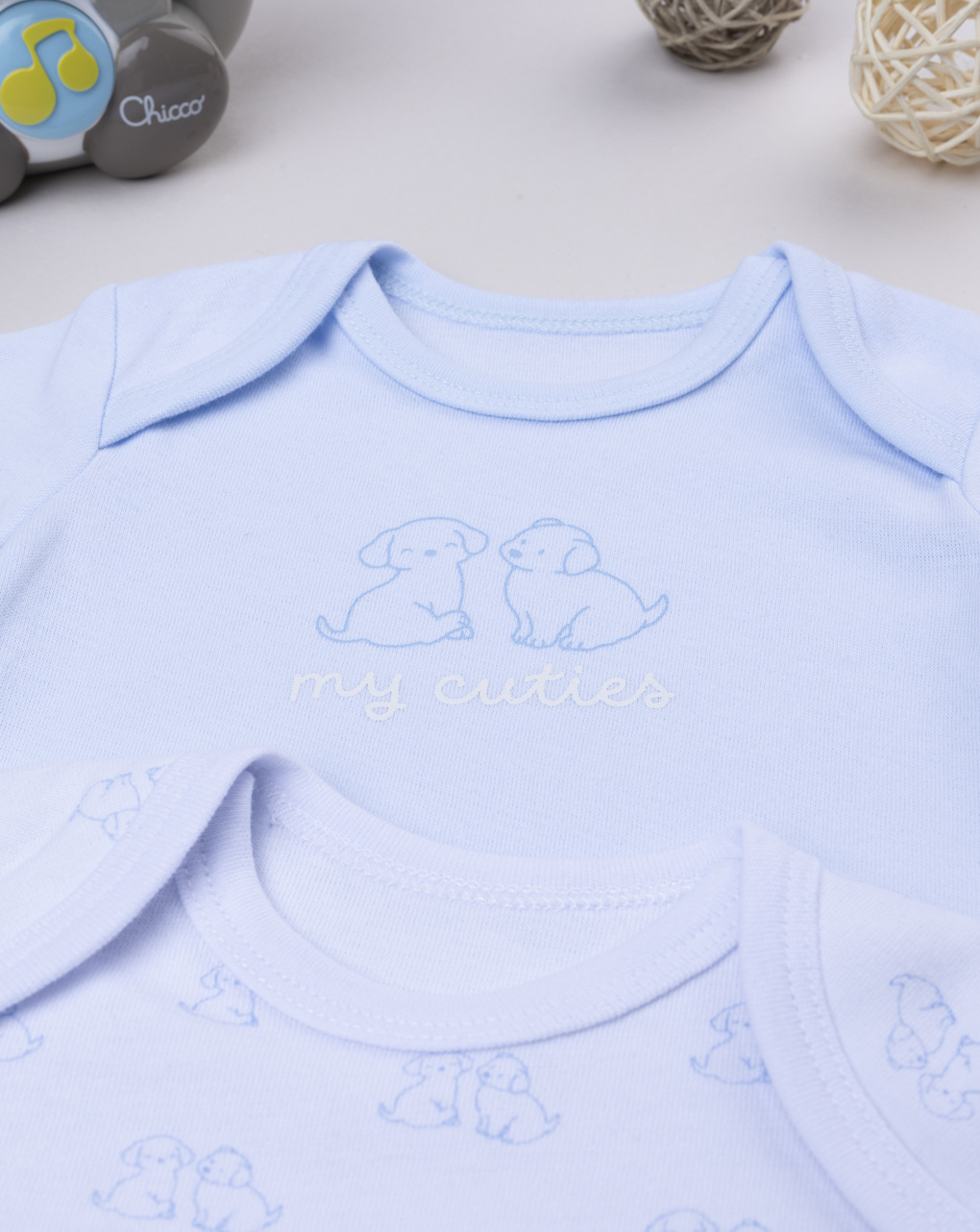 Pack 2 body manica lunga bianco/azzurro - corredino