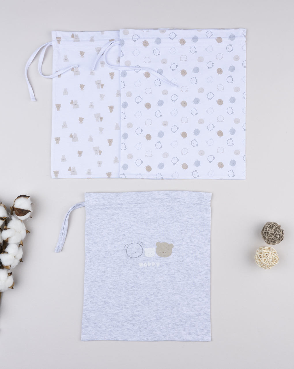 Pack 3 buste primi cambi grigio/bianco