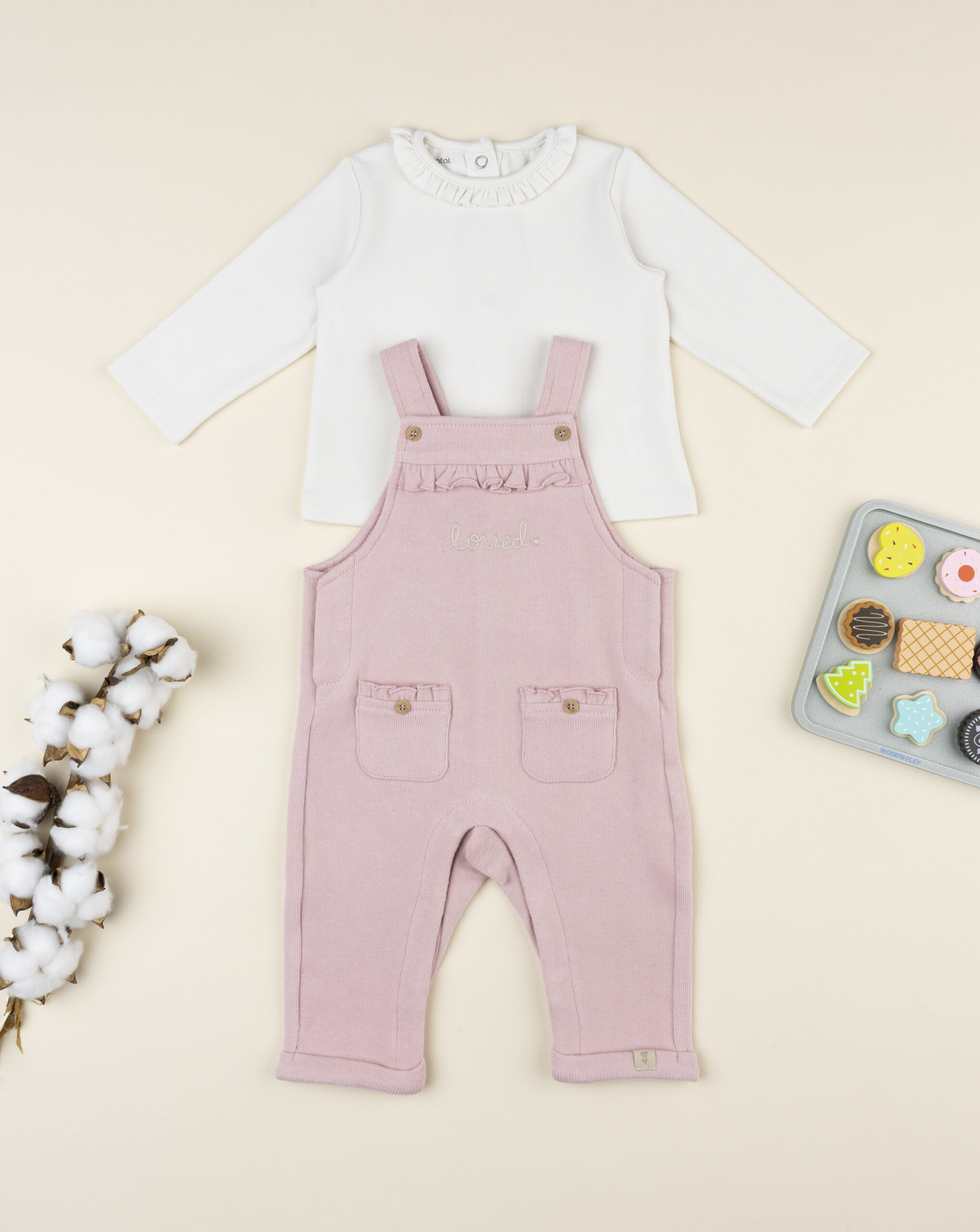 Completo bimba salopette rosa