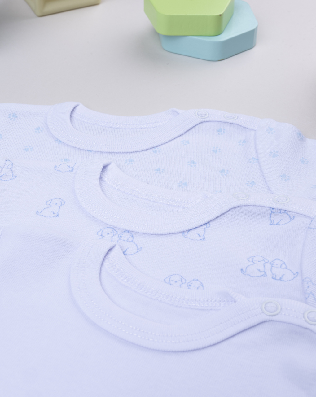 Pack 5 body girocollo bianco/azzurro