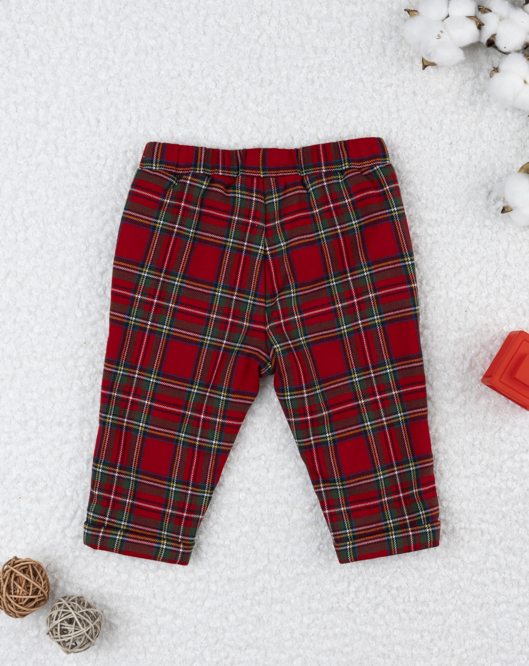 Pantalone bimbo tartan rosso