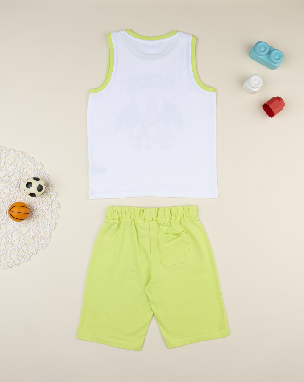 Compelto estivo bambino pokemon bianco/verde