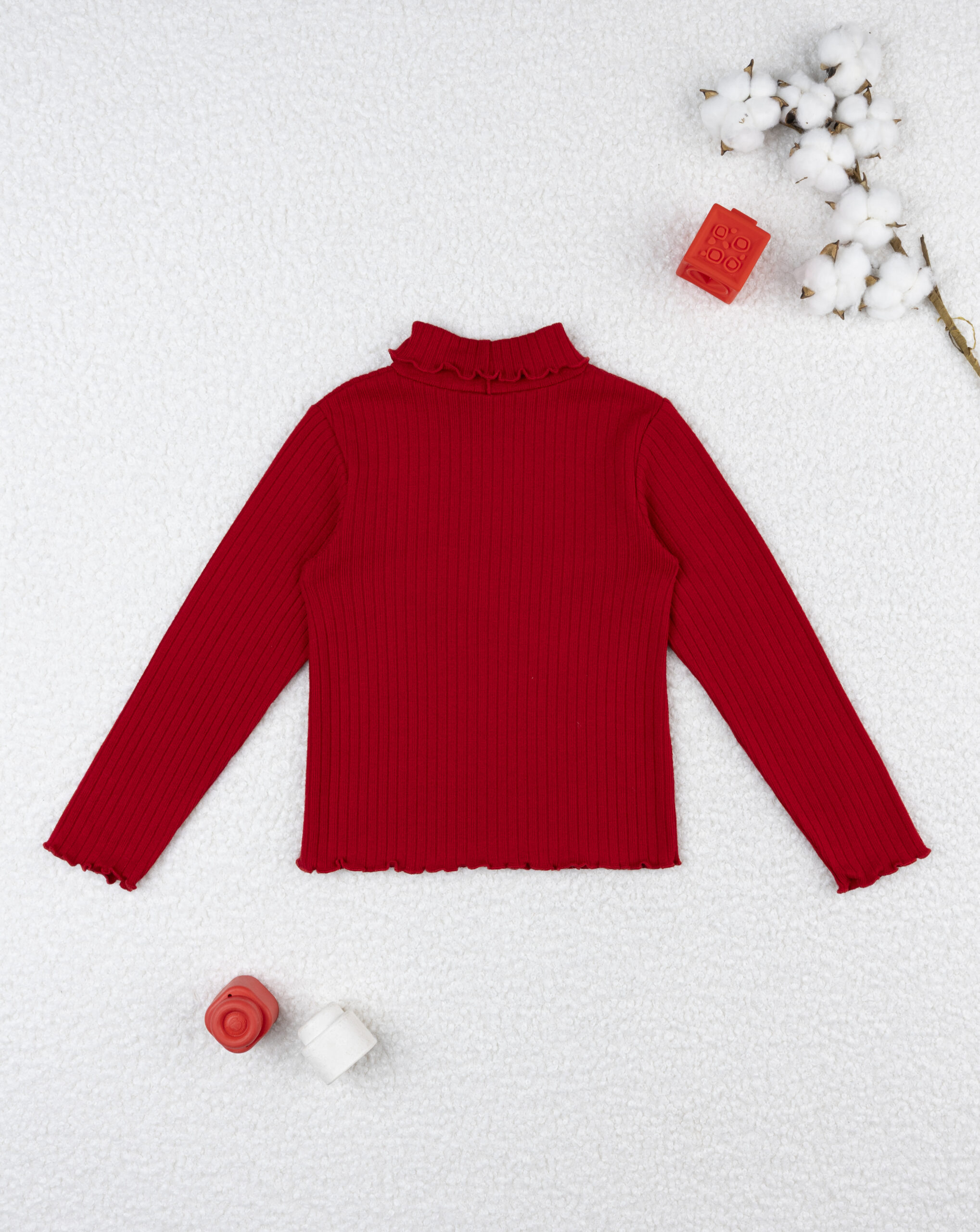 Lupetto costina bimba rosso