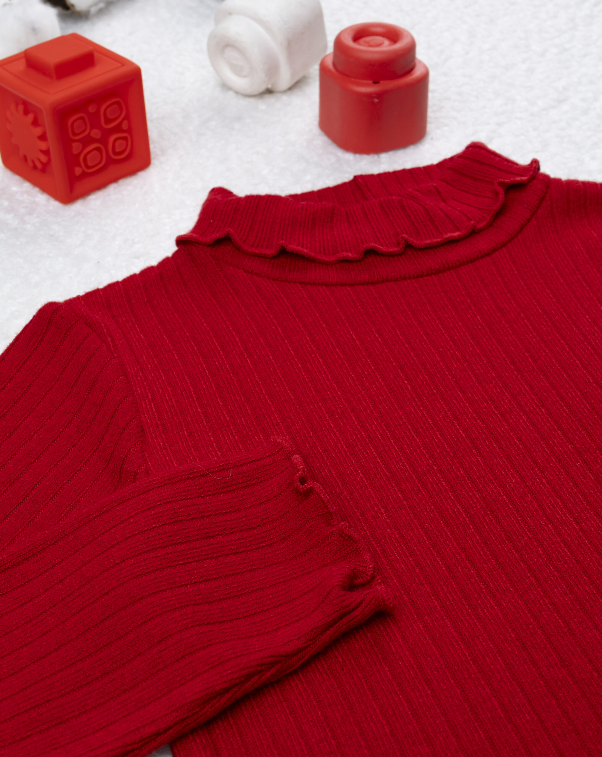 Lupetto costina bimba rosso