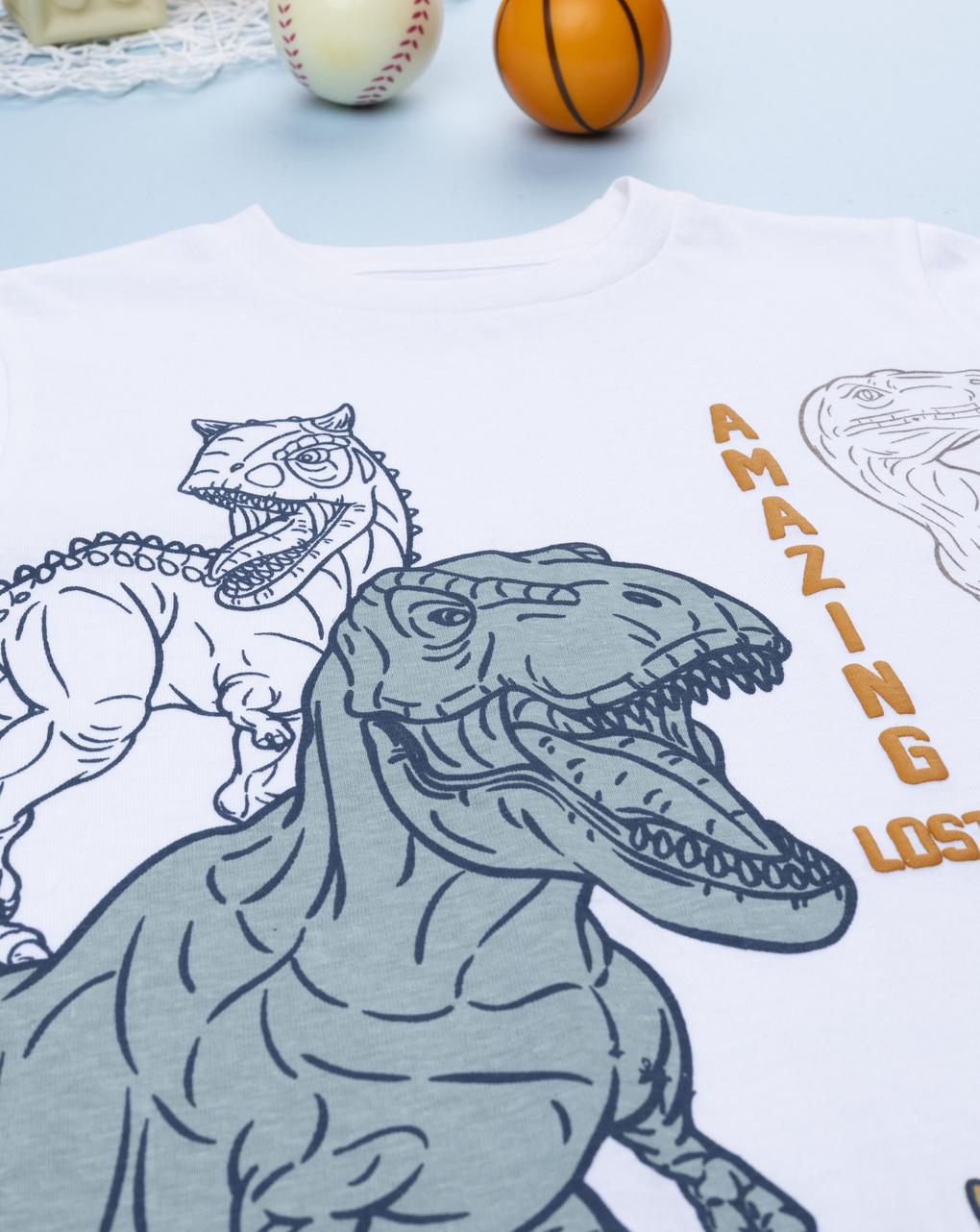 T-shirt bambino bianca dino